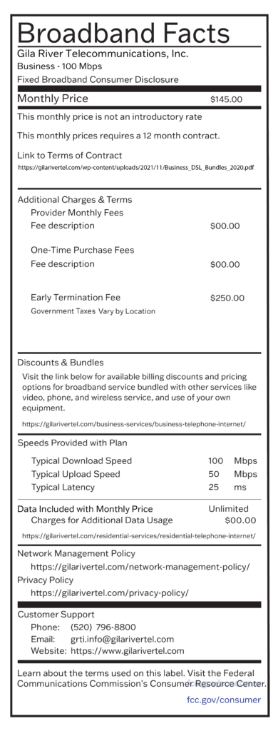 GRTI Internet Speed 100 MBPS